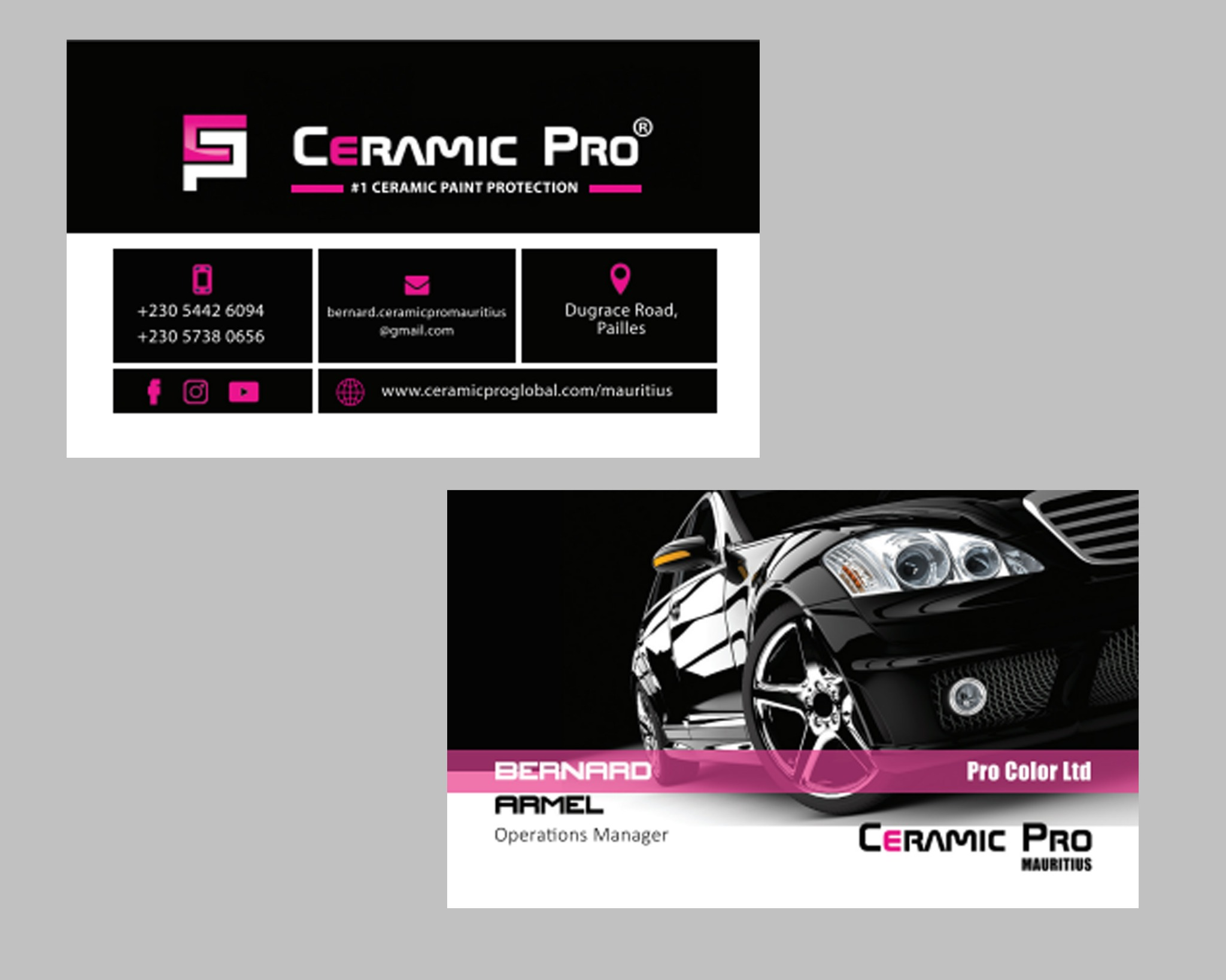 Ceramic Pro Mauritius business card design
